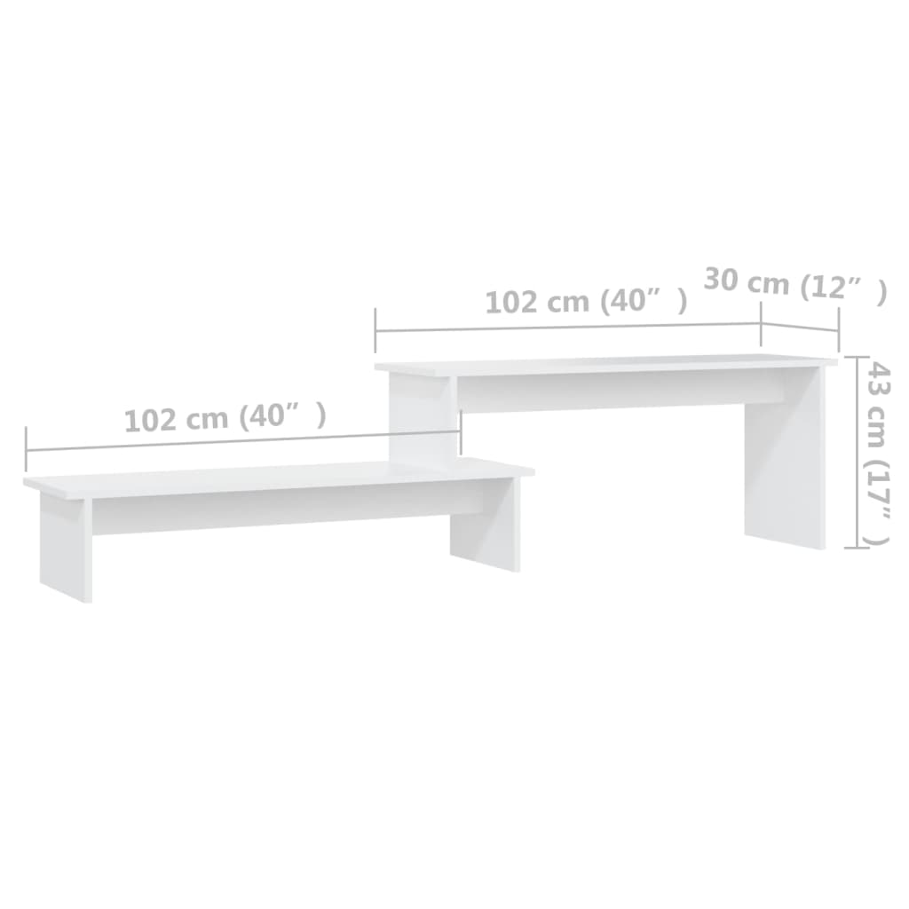 tv-bord 180x30x43 cm konstrueret træ hvid
