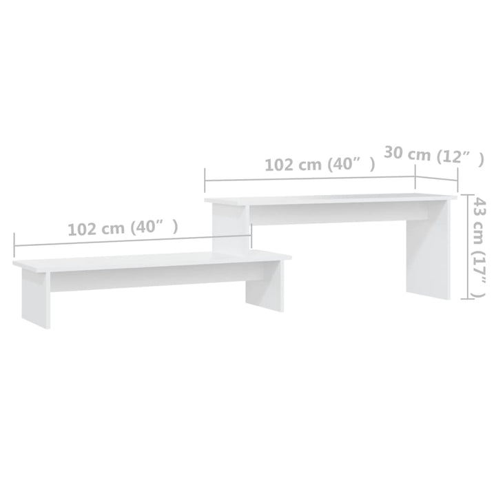 tv-bord 180x30x43 cm konstrueret træ hvid