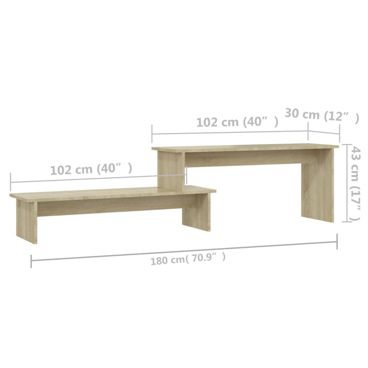 tv-bord 180x30x43 cm konstrueret træ sonoma-eg