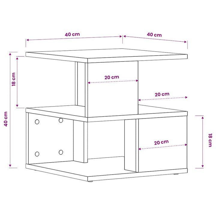 sidebord 40x40x40 cm konstrueret træ sonoma-eg