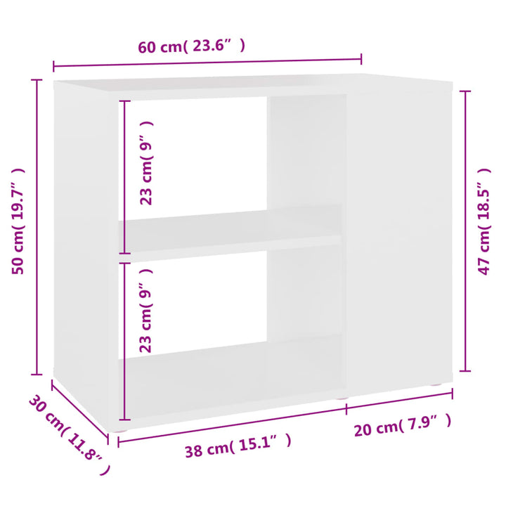 sideskab 60x30x50 cm konstrueret træ hvid