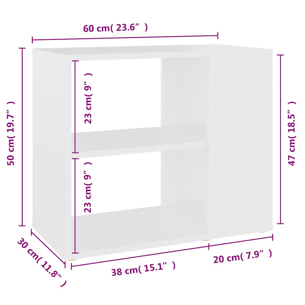 sideskab 60x30x50 cm konstrueret træ hvid