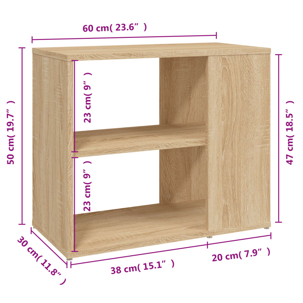 sideskab 60x30x50 cm konstrueret træ sonoma-eg