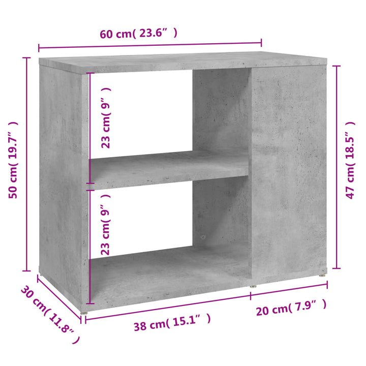 sideskab 60x30x50 cm konstrueret træ betongrå
