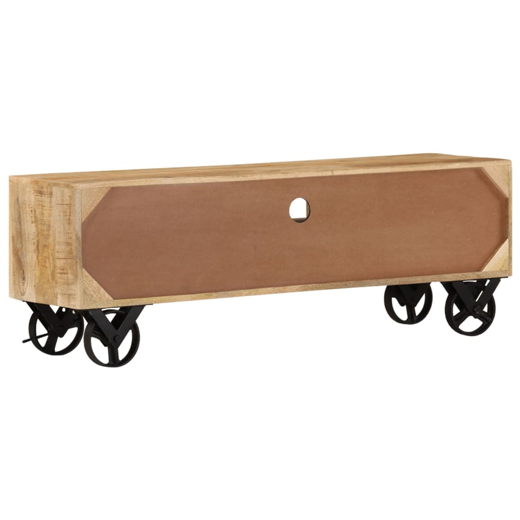 tv-bord med hjul 110x30x40 cm ru mangotræ