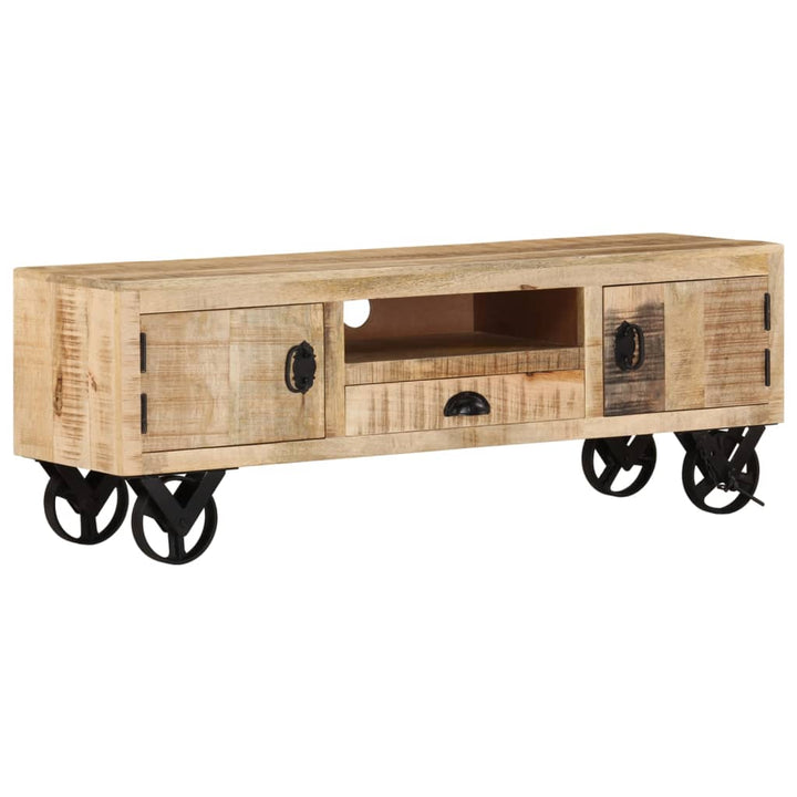 tv-bord med hjul 110x30x40 cm ru mangotræ