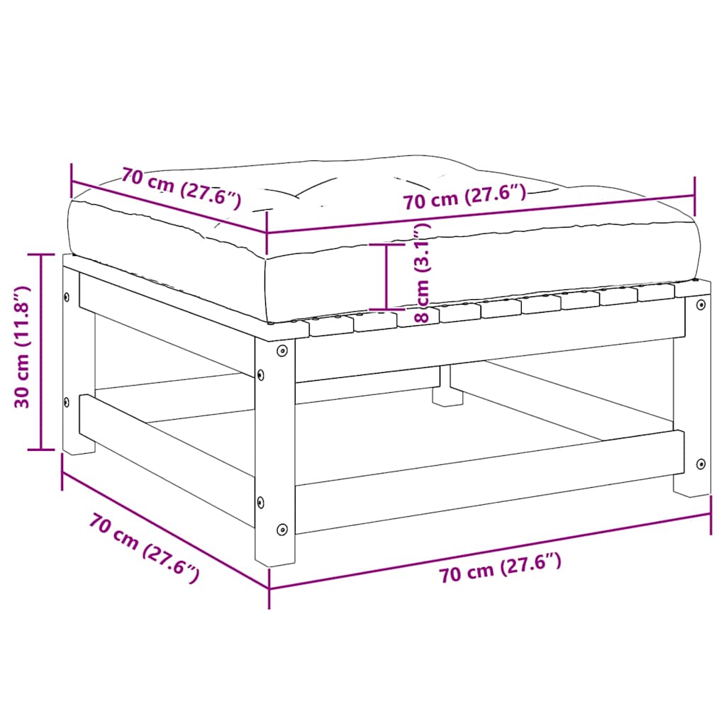 loungesæt til haven 2 stk. med hynder massivt fyrretræ