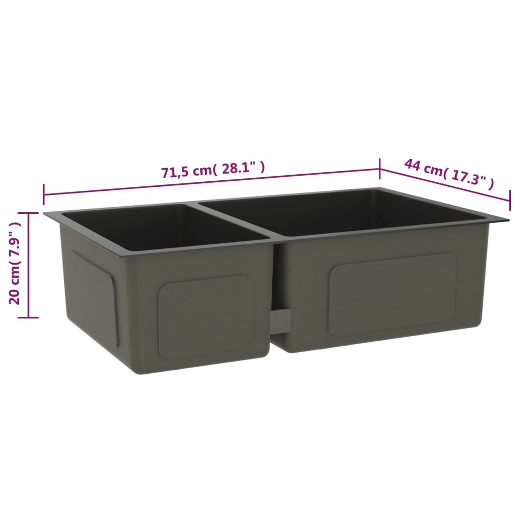 køkkenvask rustfrit stål sort