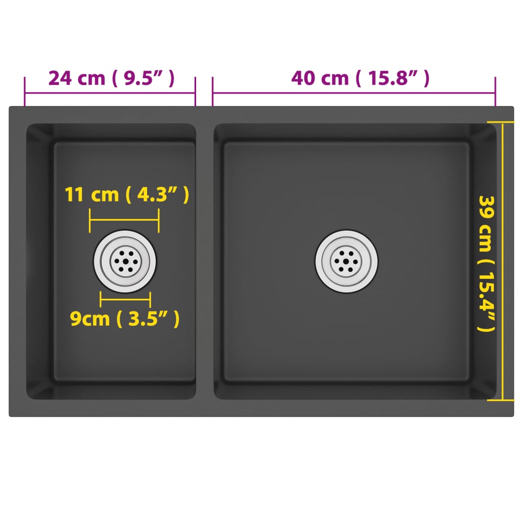køkkenvask rustfrit stål sort