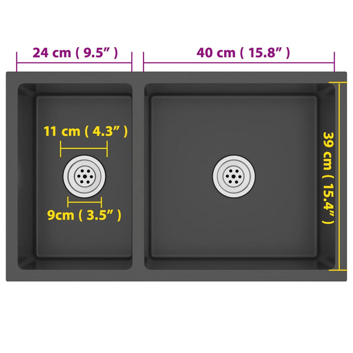 køkkenvask rustfrit stål sort