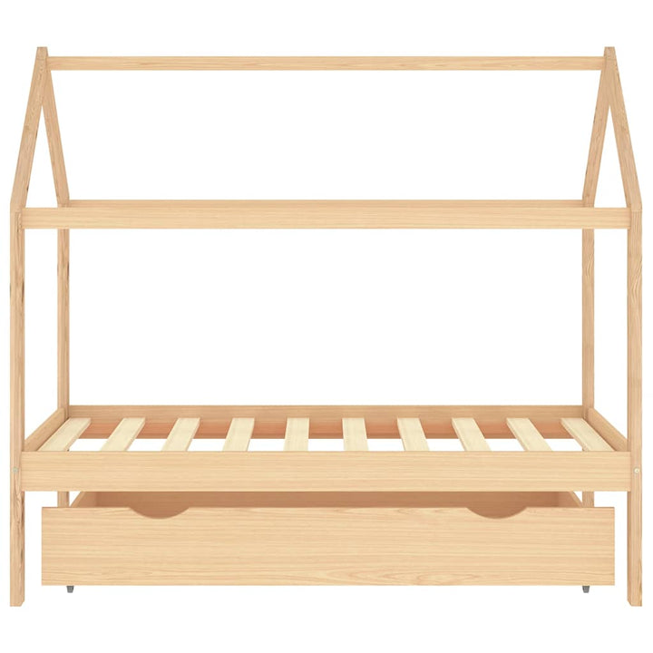 sengeramme til juniorseng 80x160 cm med skuffe massivt fyrretræ