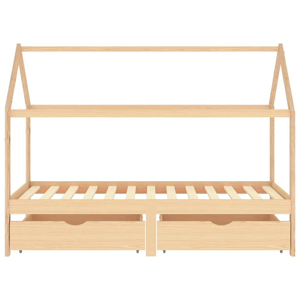 sengestel til børn med skuffer 90x200 cm massivt fyrretræ