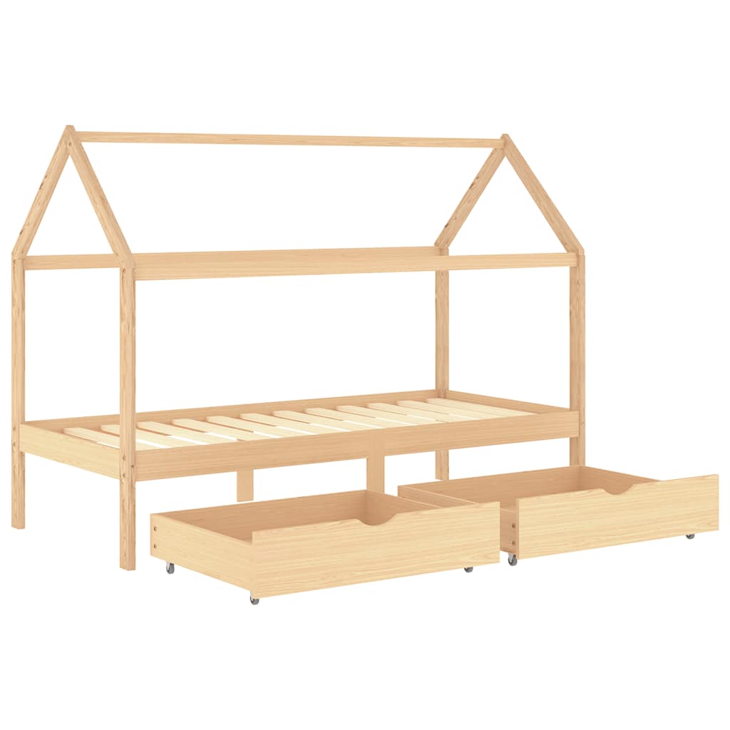sengestel til børn med skuffer 90x200 cm massivt fyrretræ
