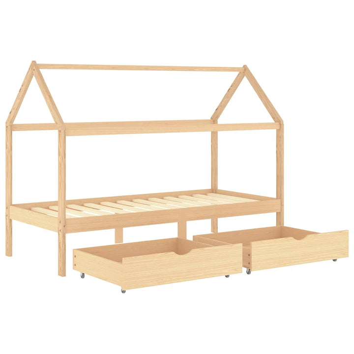 sengestel til børn med skuffer 90x200 cm massivt fyrretræ