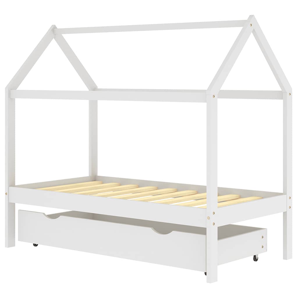 sengeramme til børneseng med skuffe 80x160 cm fyrretræ hvid
