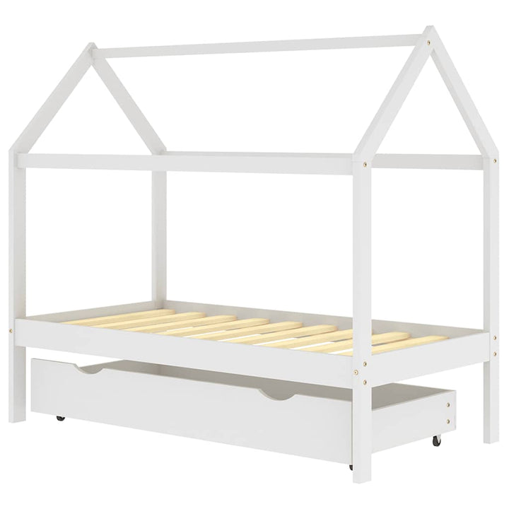 sengeramme til børneseng med skuffe 80x160 cm fyrretræ hvid