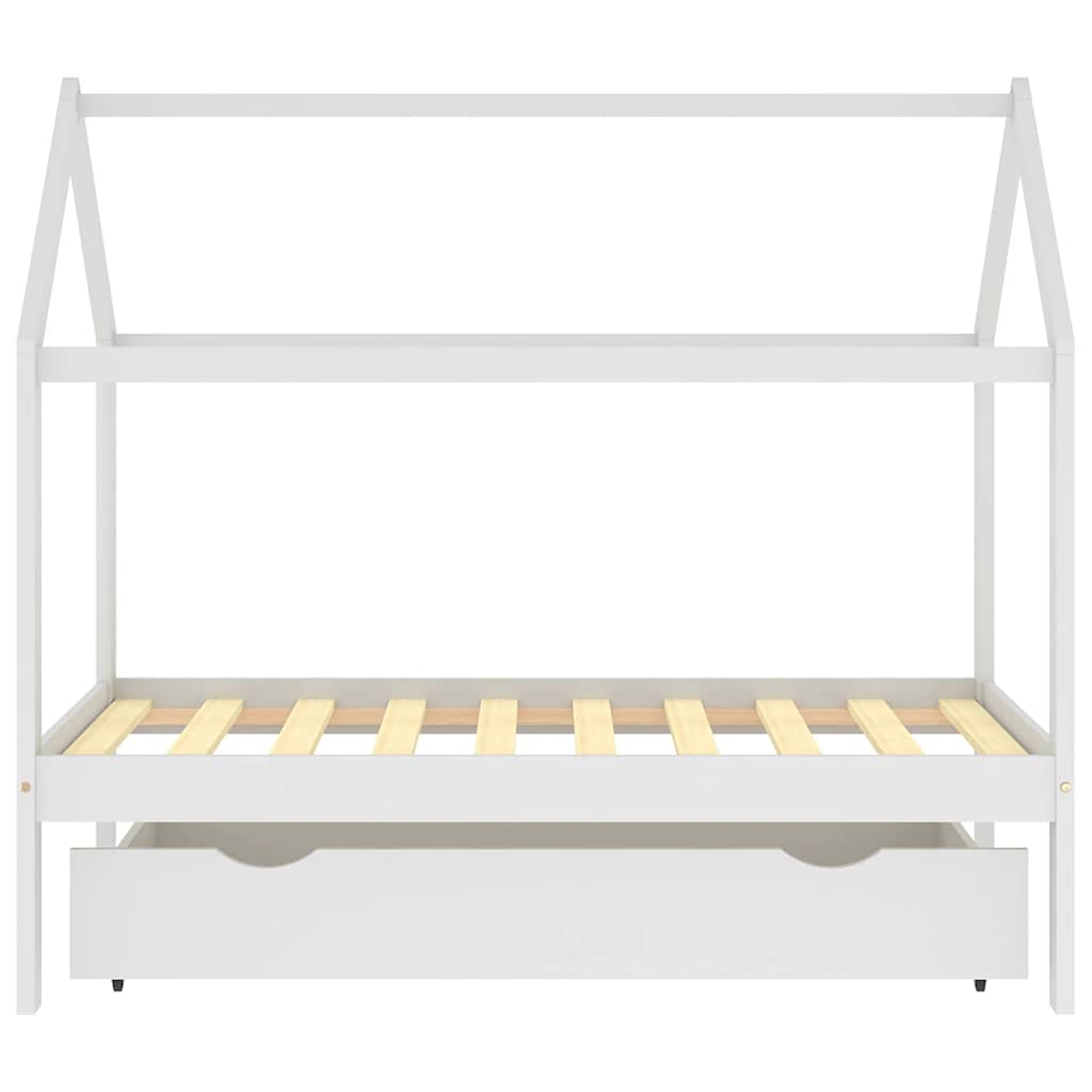 sengeramme til børneseng med skuffe 80x160 cm fyrretræ hvid