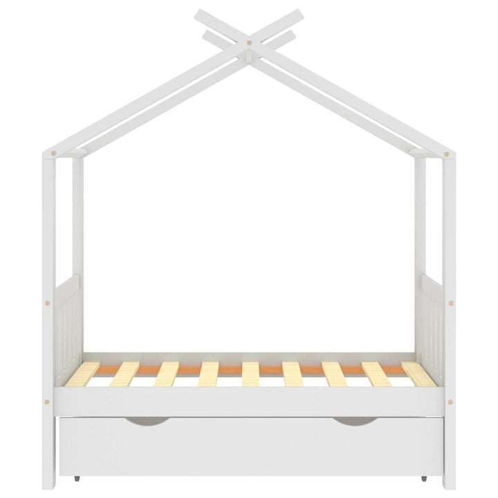 sengestel til børneseng 70x140 cm med skuffe fyrretræ hvid