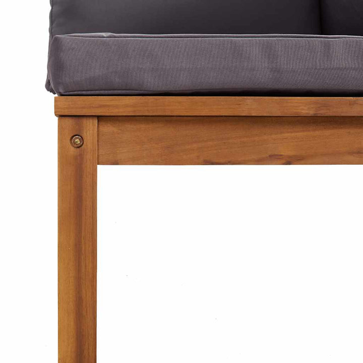 sofasæt 2 dele med mørkegrå hynder massivt akacietræ