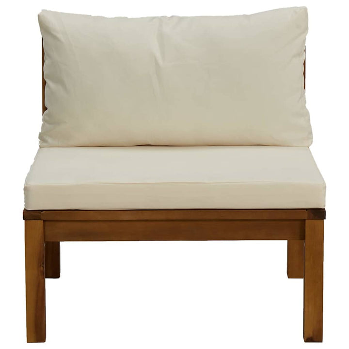 sofasæt 2 dele med cremehvide hynder massivt akacietræ