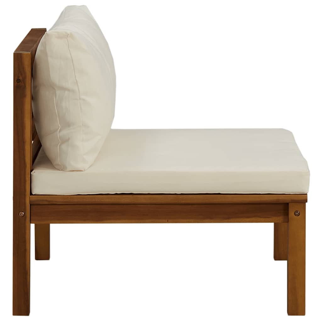 sofasæt 2 dele med cremehvide hynder massivt akacietræ
