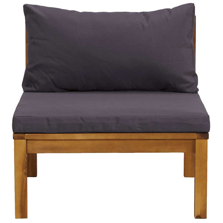sofasæt 2 dele med mørkegrå hynder massivt akacietræ