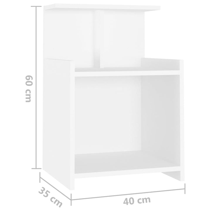 sengebord 40x35x60 cm konstrueret træ hvid