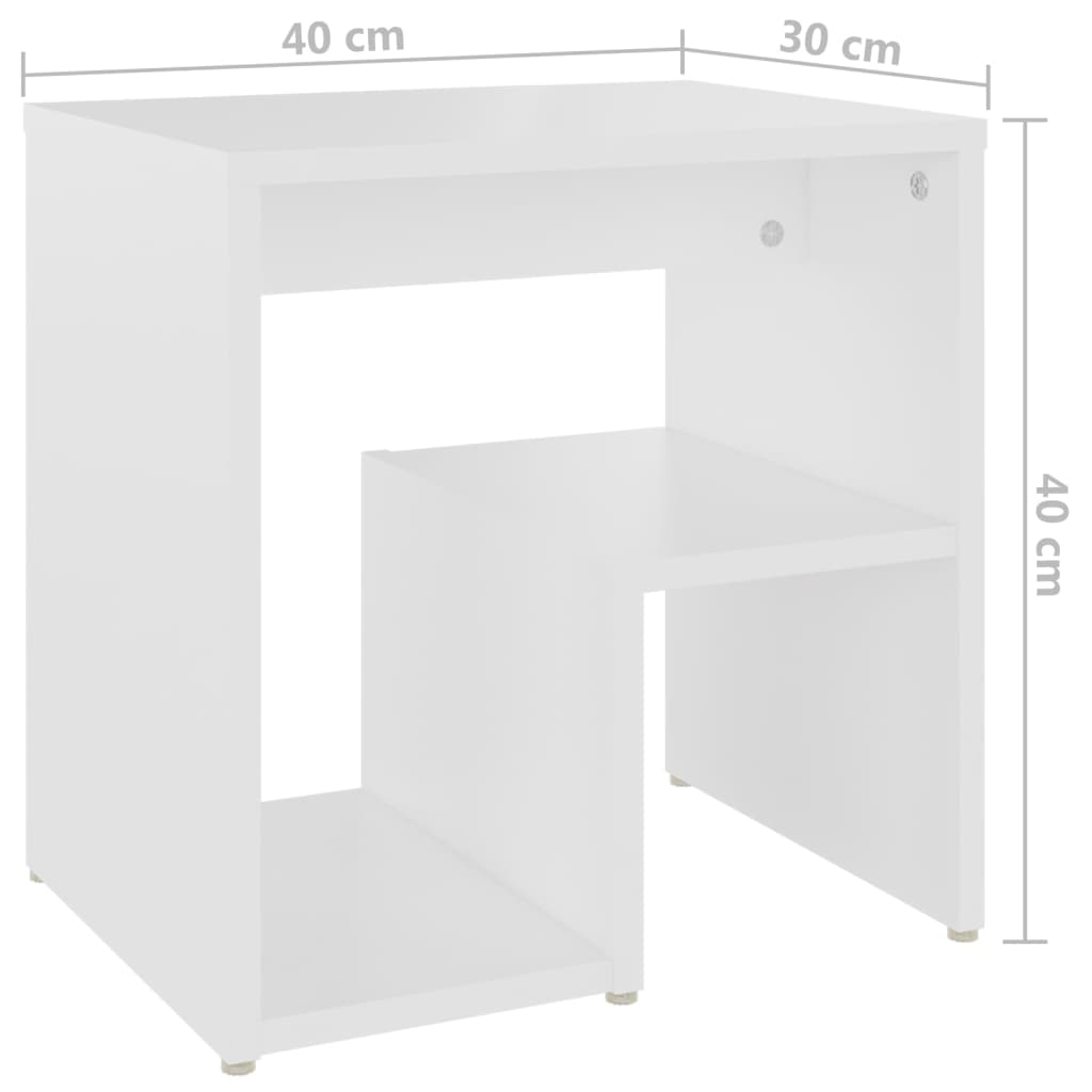 sengebord 40x30x40 cm konstrueret træ hvid