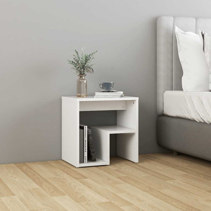 sengeborde 2 stk. 40x30x40 cm konstrueret træ hvid