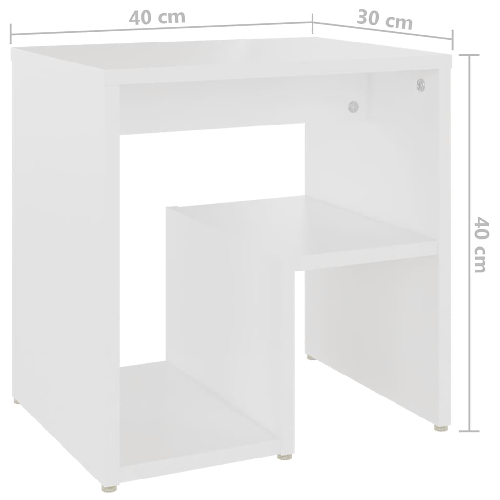 sengeborde 2 stk. 40x30x40 cm konstrueret træ hvid