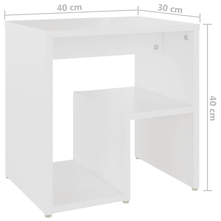 sengeborde 2 stk. 40x30x40 cm konstrueret træ hvid