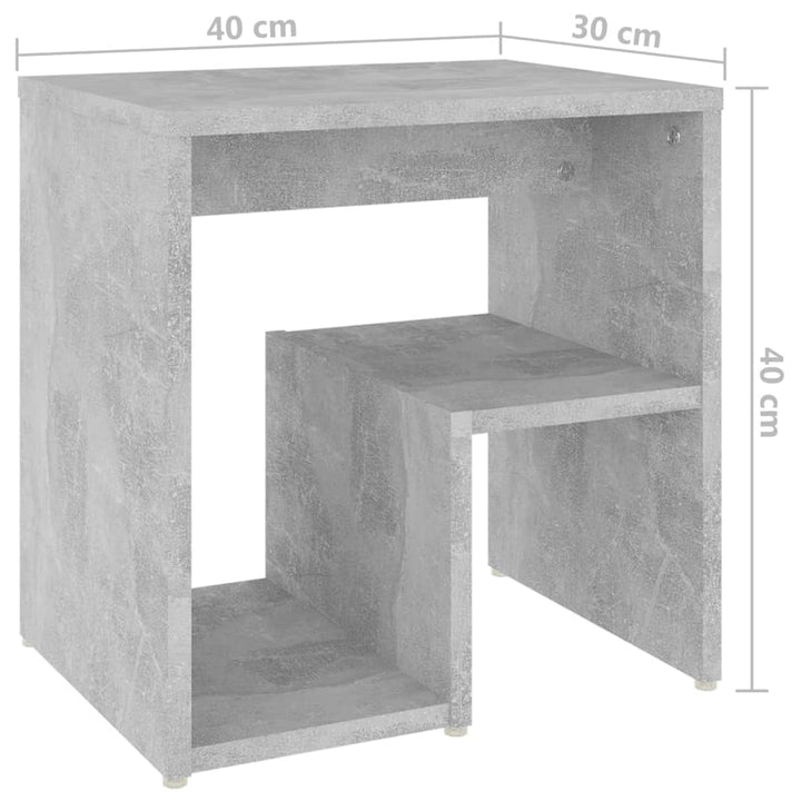 sengeborde 2 stk. 40x30x40 cm konstrueret træ betongrå