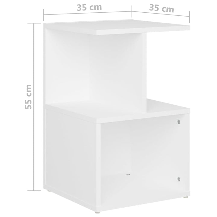 sengebord 35x35x55 cm konstrueret træ hvid