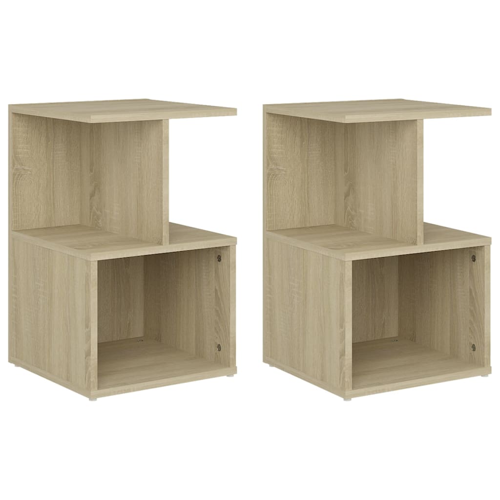 sengeskabe 2 stk. 35x35x55 cm konstrueret træ sonoma-eg