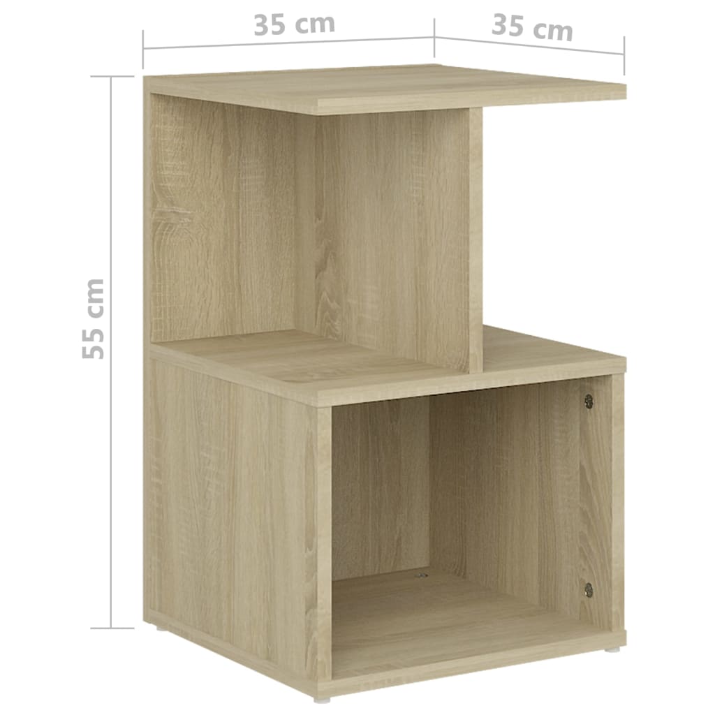 sengeskabe 2 stk. 35x35x55 cm konstrueret træ sonoma-eg