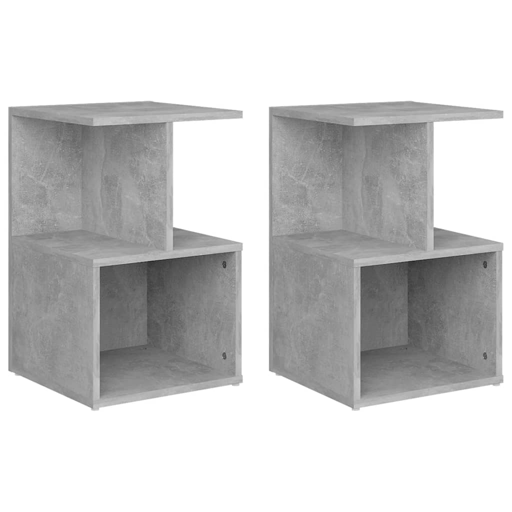 sengeborde 2 stk. 35x35x55 cm konstrueret træ betongrå