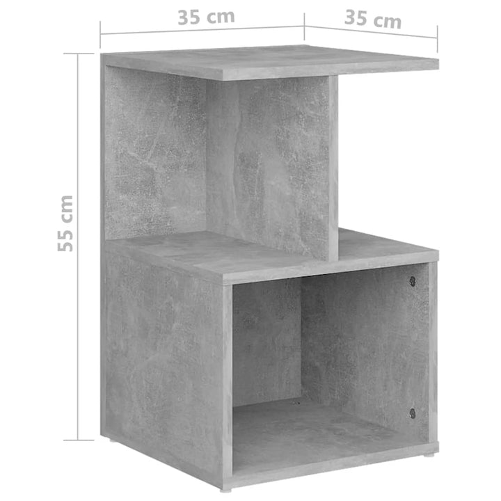sengeborde 2 stk. 35x35x55 cm konstrueret træ betongrå