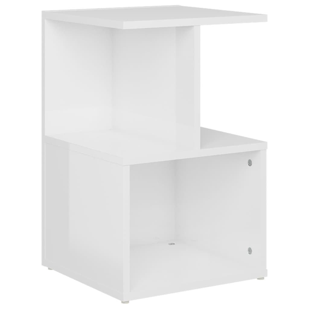 sengebord 35x35x55 cm konstrueret træ hvid højglans