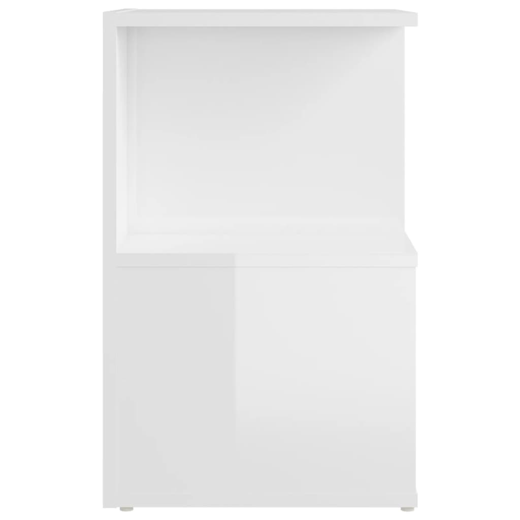 sengebord 35x35x55 cm konstrueret træ hvid højglans