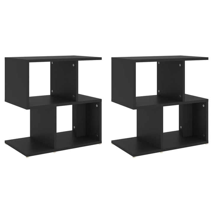 sengeborde 2 stk. 50x30x51,5 cm konstrueret træ sort
