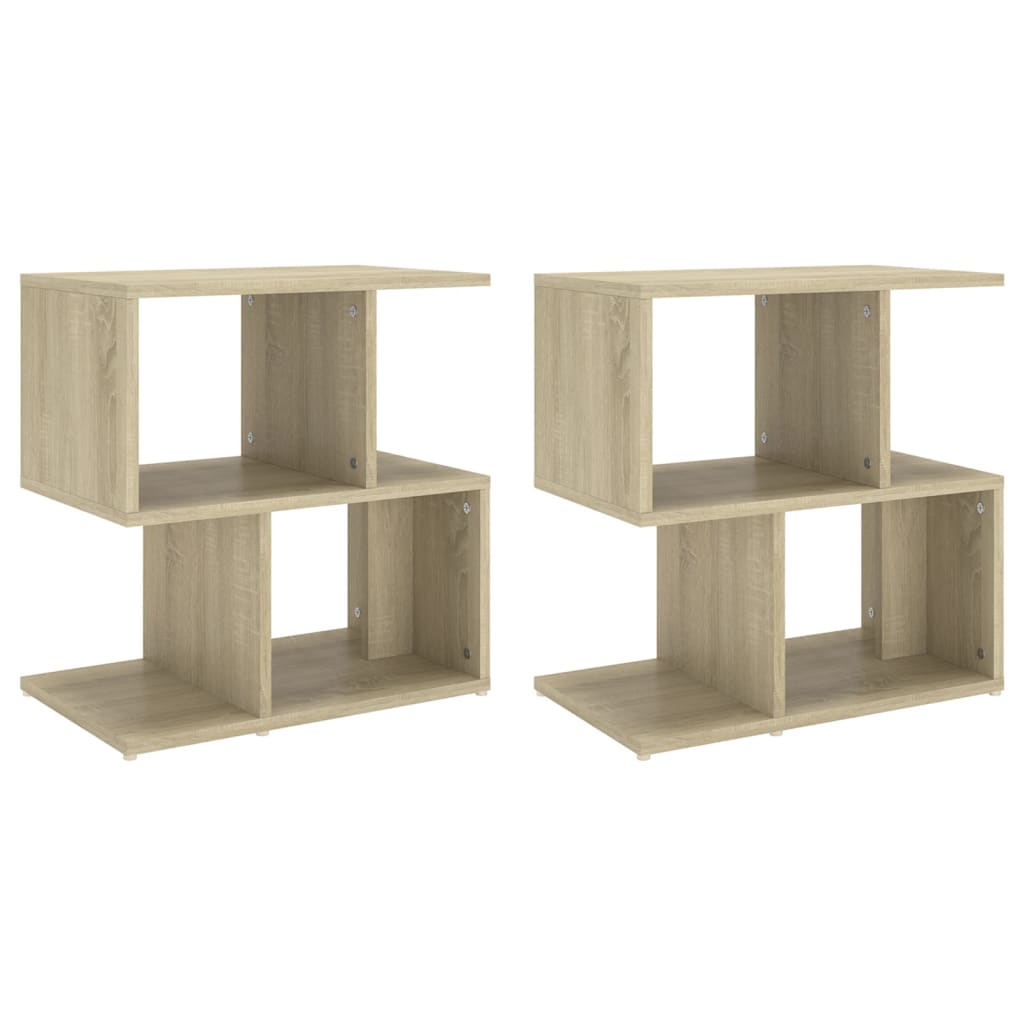 sengeborde 2 stk. 50x30x51,5 cm konstrueret træ sonoma-eg