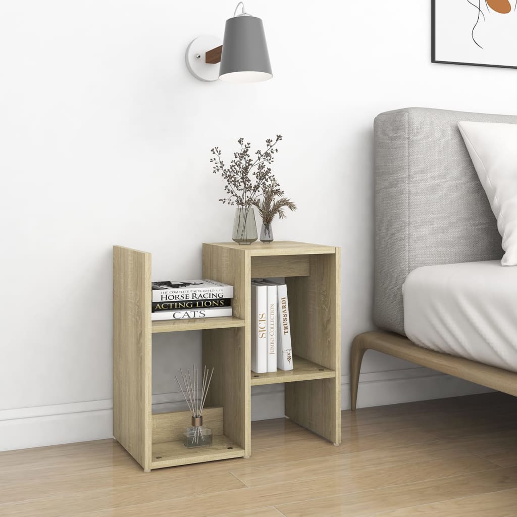 sengeborde 2 stk. 50x30x51,5 cm konstrueret træ sonoma-eg