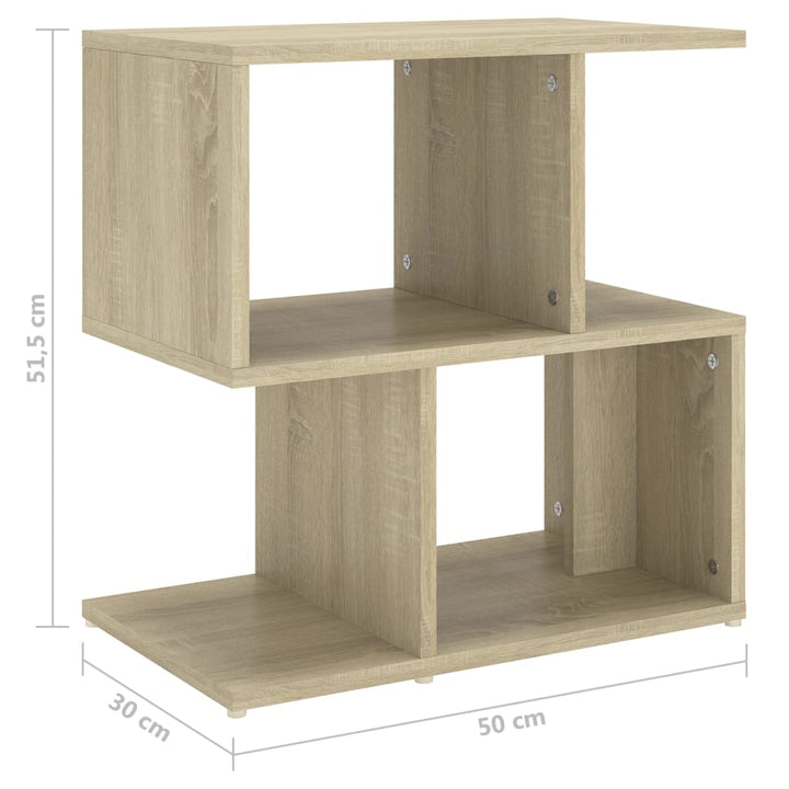 sengeborde 2 stk. 50x30x51,5 cm konstrueret træ sonoma-eg