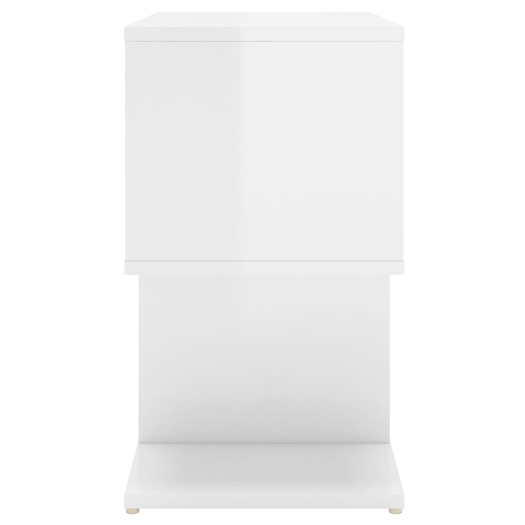 sengebord 50x30x51,5 cm konstrueret træ hvid højglans