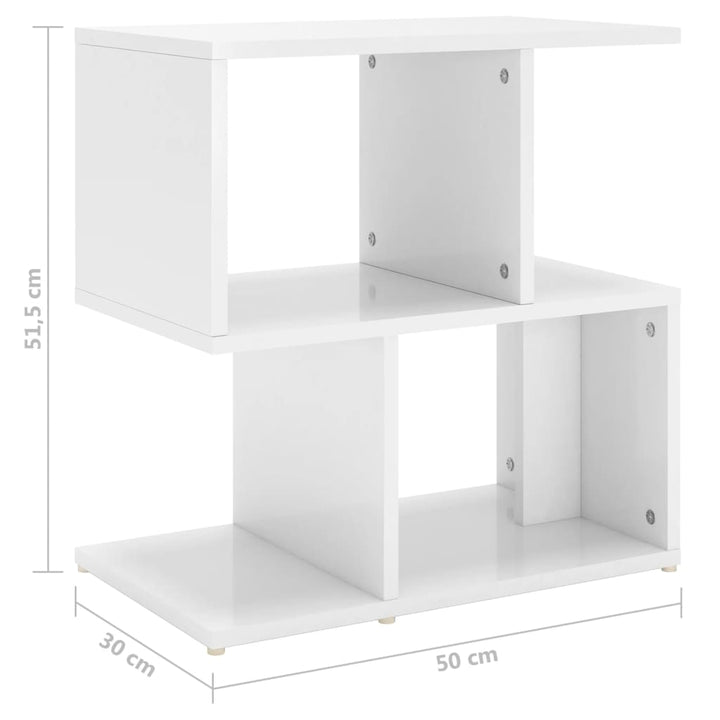 sengebord 50x30x51,5 cm konstrueret træ hvid højglans