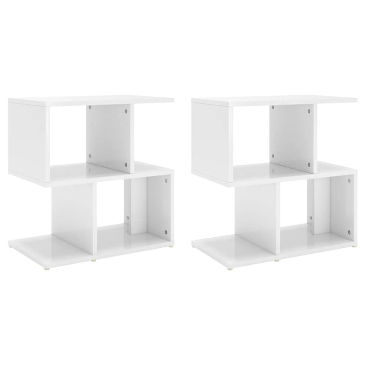 sengeborde 2 stk. 50x30x51,5 cm konstrueret træ hvid højglans