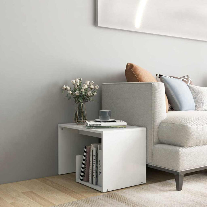 sidebord 59x36x38 cm konstrueret træ hvid