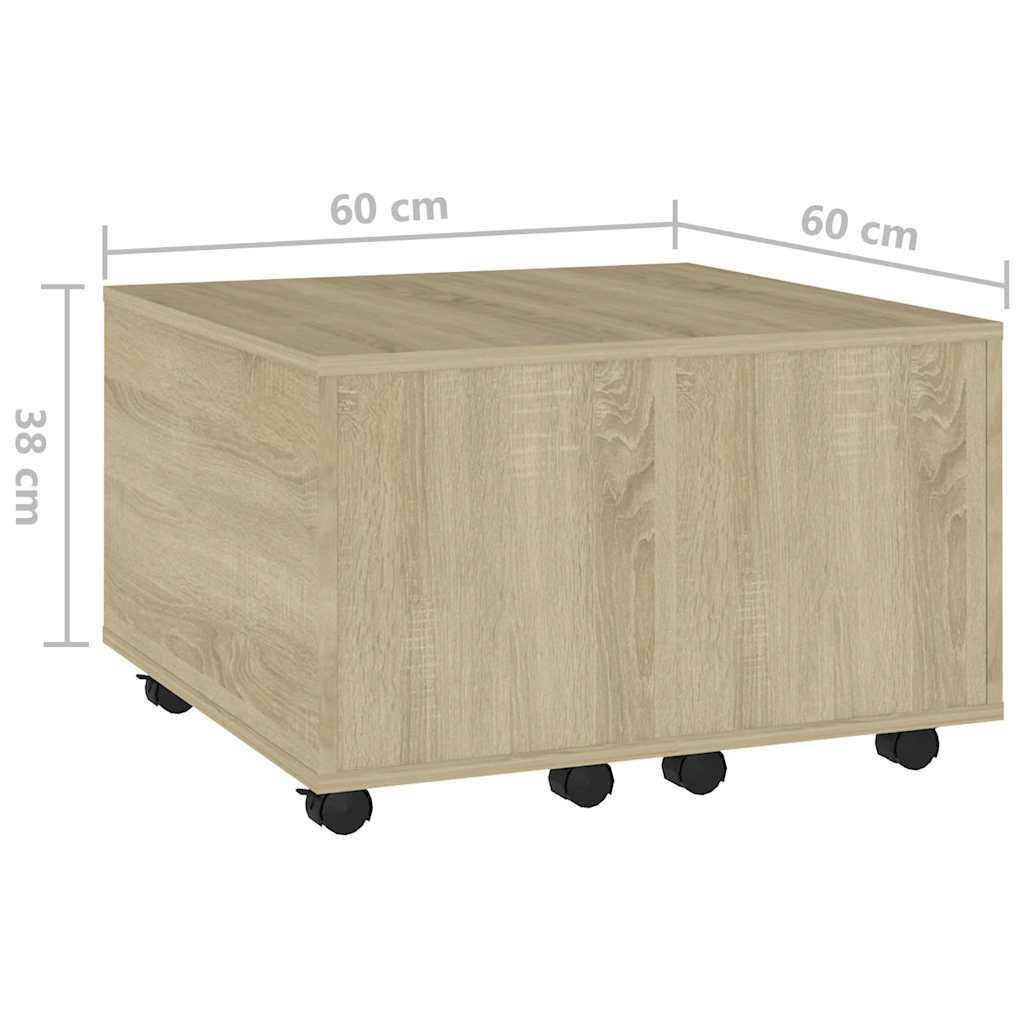sofabord 60x60x38 cm konstrueret træ sonoma-eg