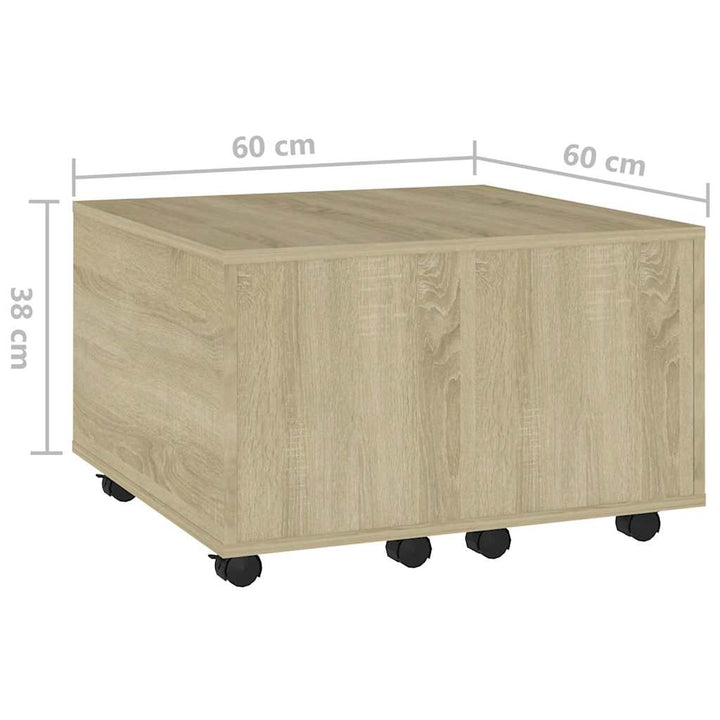 sofabord 60x60x38 cm konstrueret træ sonoma-eg