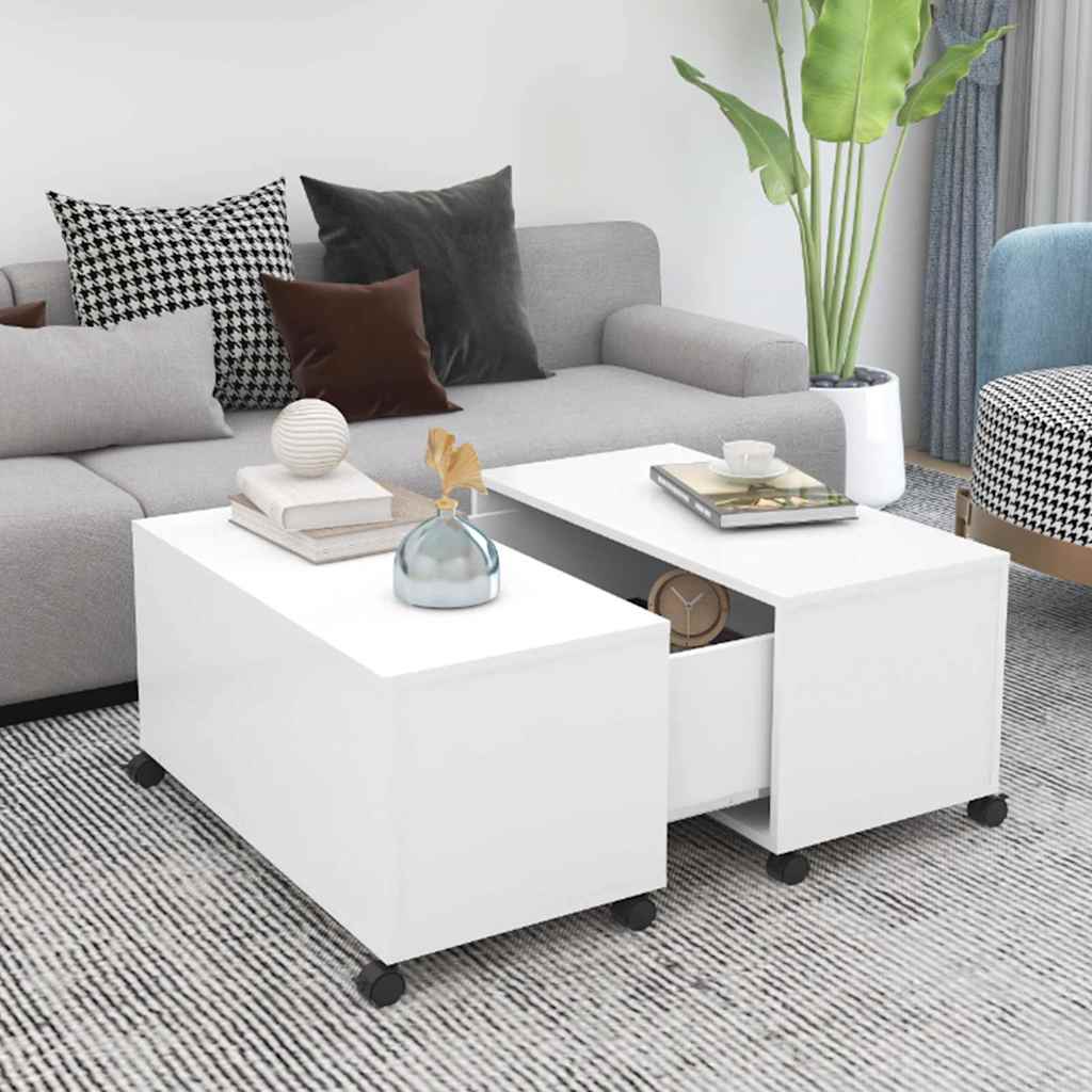 sofabord 75x75x38 cm konstrueret træ hvid